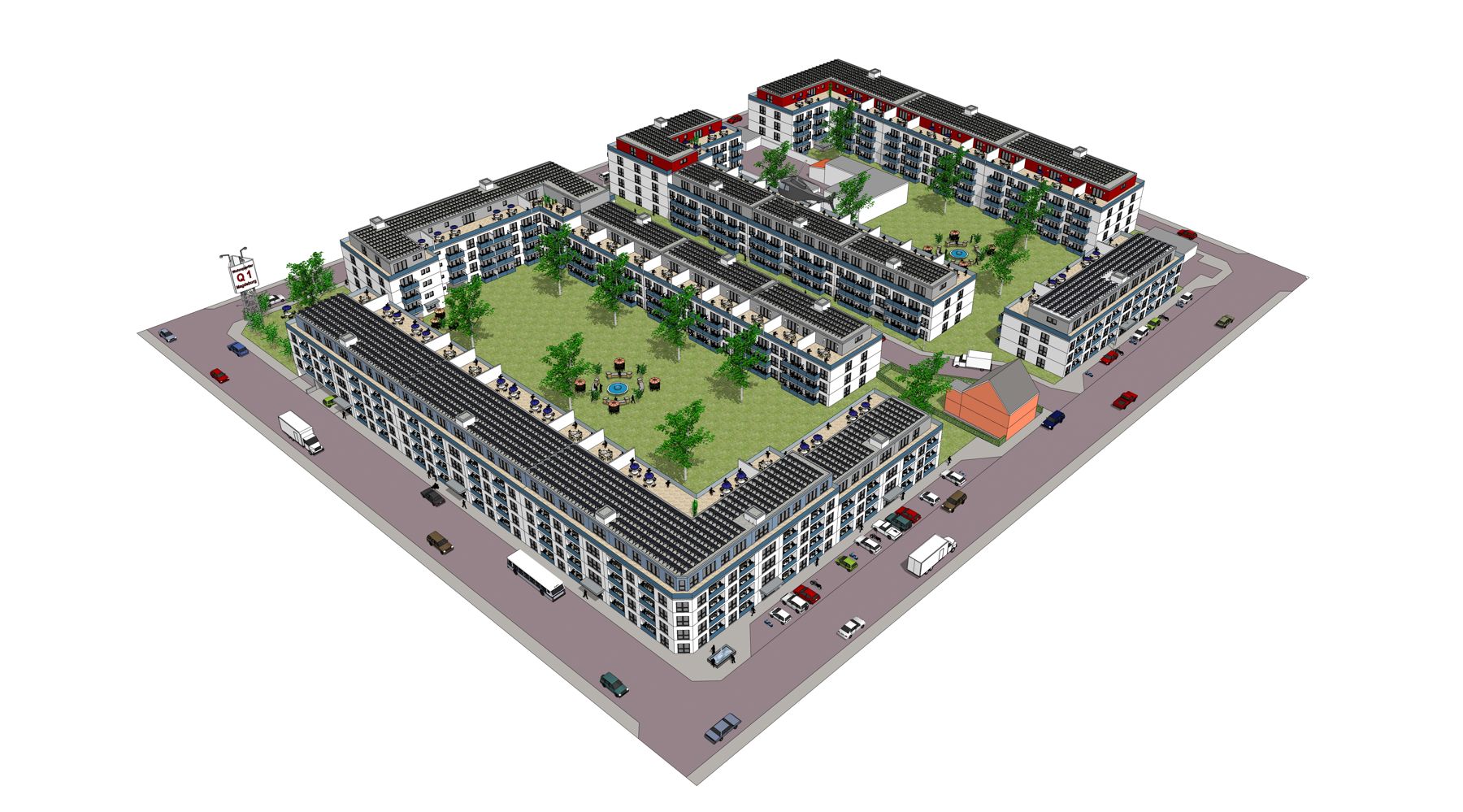 Visualisierung Wohnquartier Magdeburg — Blick Nordosten