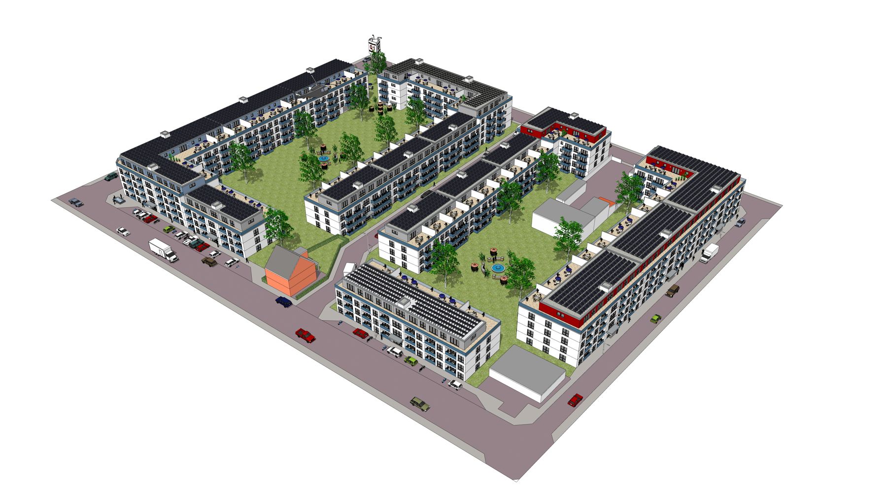 Visualisierung Wohnquartier Magdeburg — Blick Nordwesten